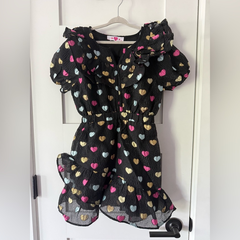 Buddy Love Heart Patterned Black Dress